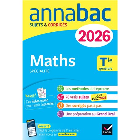 Annales du bac 2026 - Annabac Maths Tle générale (spécialité)