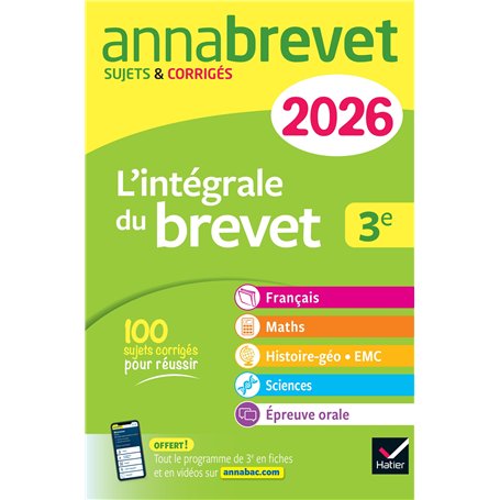 Annales du brevet 2026 -  Annabrevet L'intégrale du nouveau Brevet 3e (tout-en-un)