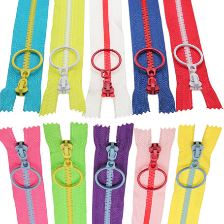 SHUNLI 10 Pièces Lot de Fermeture Eclair 40cm, 10 Couleurs Fermeture Eclair, Non séparables Résine Fermeture Eclairs pour la Cou