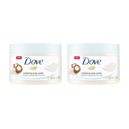 Dove Vernis Exfoliant pour le corps Gommage Corps Macadamia et lait de riz 297,7 gram (lot de 2)
