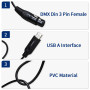 Jhoinrch Câble adaptateur d'interface USB vers DMX avec puce FT232R, prend en charge Freestyler/QLC+/Dmxcontrol/MagicQ