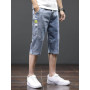 Oanviso Pantalon Court Denim pour Homme 3/4 Pantalon en Denim Déchirés Jeans Bermuda Jean Shorts Mode Confortable Denim Short av