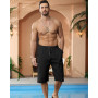 YAOBAOLE Shorts et Bermuda Homme 3/4 Long Pantacourt Court Homme Eté Coton Lin Short Taille Elastique
