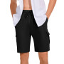 Atxnn Short Homme et Coton Lin Shorts Cargo d'été Taille Élastique Bermudas Pantalon Court Multipoche Cordon de Serrage
