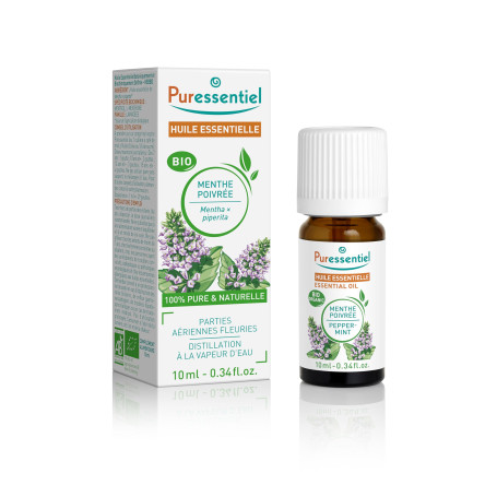 Puressentiel - Huile Essentielle Menthe Poivrée - Bio - 100% pure et naturelle - HEBBD - 10 ml