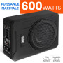 Pyle Caisson de Basse Voiture Amplifié 20 cm à Profil Bas - Système Subwoofer Actif Compact de 600 Watts, Enceinte Active sous S