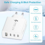 Chargeur USB C Rapide 50W, Prise USB C Multiple 4 Port PD+QC Chargeur Type C Charge Rapide Adaptateur Secteur USBC Chargeur Rapi