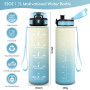 Bouteille Sport 1L, Bouteille d'eau Étanche, Gourde Motivation avec Marqueur de Temps, Gourde Sport avec Filtre, Bouteille sans 