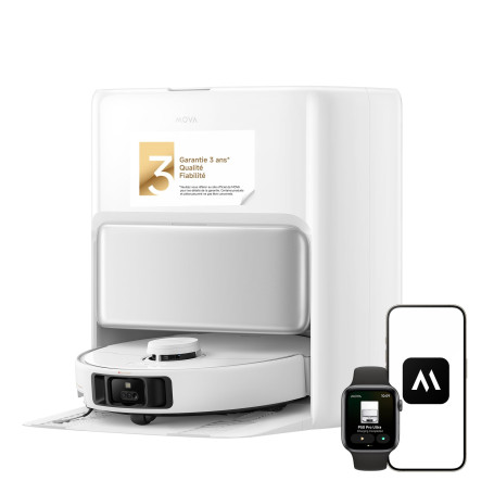 MOVA P50 Pro Ultra Robot aspirateur avec lingette adaptative, puissance d'aspiration de 19 000 Pa avec brosse anti-enchevêtremen