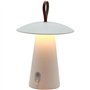 Lampe de table sans fil - LUMISKY - FUNGY - H29 cm - Aluminium - Anse en cuir - LED blanc chaud
