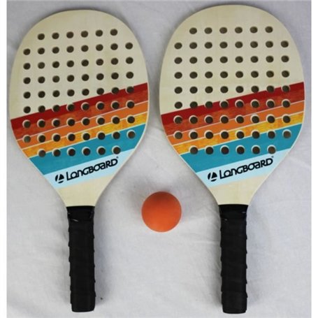 Set de tennis 2 raquettes bois et 1 balle - SPORT AND FUN - BEACH - Enfant - Multicolore