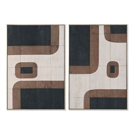 Cadre Home ESPRIT Marron Beige Abstrait Velours Urbaine (2 Unités)