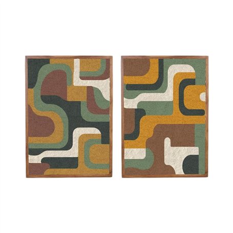 Cadre Home ESPRIT Vert Moutarde Moderne Urbaine 75 x 3 x 105 cm (2 Unités)