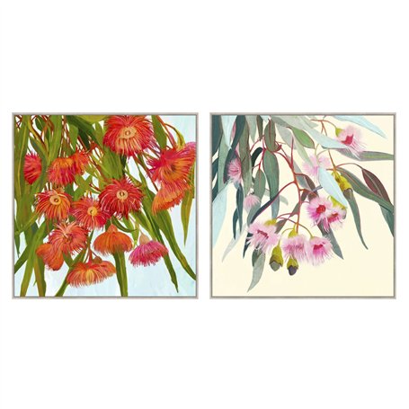 Cadre Home ESPRIT Jaune Bleu Fleurs Shabby Chic 100 x 4 x 100 cm (2 Unités)