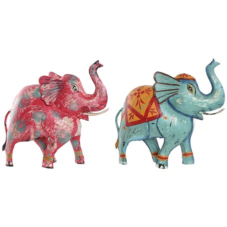 Figurine Décorative Home ESPRIT Bleu Fuchsia 40 x 12 x 40 cm (2 Unités)