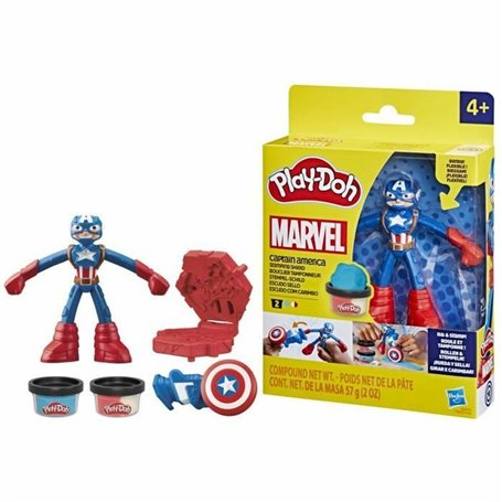 Pâte à modeler en argile Play-Doh Capitán América Set Stamper Shield Multicouleur