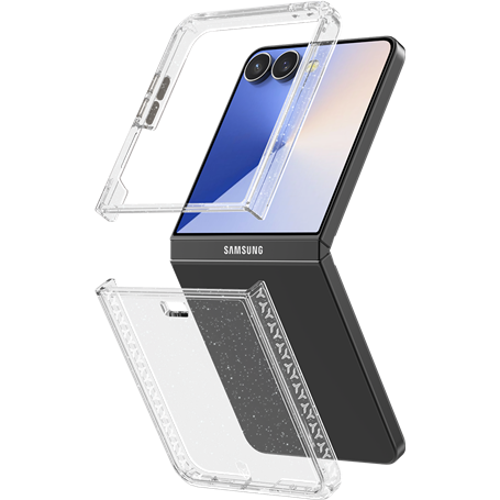 Coque renforcée Samsung Galaxy Z Flip 7 DUO 2m Transparente avec Paillettes + Garantie à vie Force Case