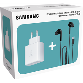 Bundle Ecouteurs intra USB C + Chargeur USB C 25W PD Noir Samsung