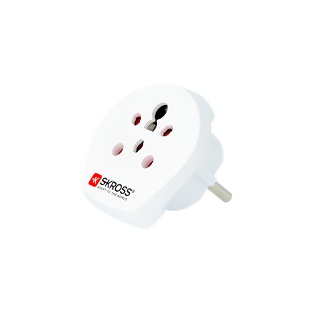 Adaptateur voyage India/Israël/Danemark vers Europe Blanc Skross