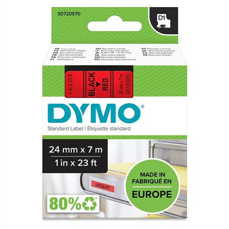 Dymo Ruban D1 24 mm x 7 m Noir/Rouge