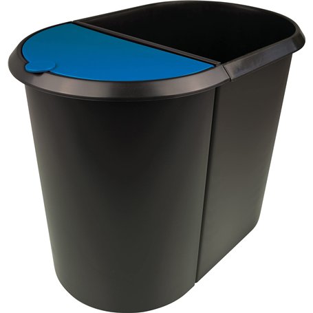 Helit H6103993 Corbeille à papier tri sélectif deux compartiments (Noir/bleu) (Import Allemagne)