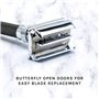 Parker Safety Razor Parker 96R - manche long sécurité papillon ouvert rasoir et 5 Parker Double Premium Platinum bord Razor Blad