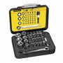 STANLEY Coffret d'Embouts de Vissage 1/4 " 25 mm avec Mini Clé à Cliquet - Jeu de 39 Pièces Gamme Pro 1-13-907