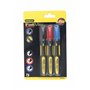 STANLEY 0-47-322 Marqueurs 3 Couleurs - Gamme FATMAX - Corps Bi Matière - Pointe Fine - Marqueur Permanent Résistante À L'Eau Et