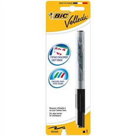 BIC Velleda 1741 Feutre Effaçable à Sec - Noir, Blister de 1 BIC Velleda 1741 Feutre Effaçable à Sec - Noir