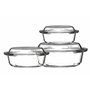 Premier Housewares 0104113 Set de 3 Cocottes Verre Trempé avec des Couvercles 0
