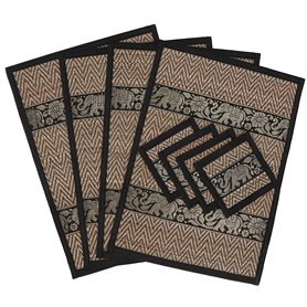 Guru-Shop Set de Table Dessous de Verre Dessous de Table 4èr Set - Marron/noir, Marron, 45x30x0,3 cm, Chemins de Table et Nappes Guru-Shop Set de Table Dessous de Verre Dessous de Table 4èr Set - Marron/noir