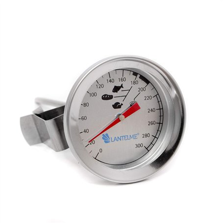 Lantelme 2327 friteuses en acier inoxydable - huile - graisse thermomètre bimétallique 300C et analogiques. Avec porte-pince