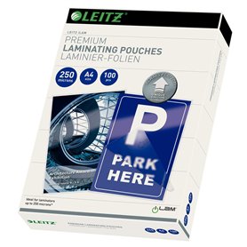 Leitz 74840000 Pochettes de plastification, Matériau Épais de 250 Microns (Transparent, Brillant, A4) - Pack de 100 Leitz 74840000 Pochettes de plastification