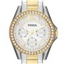 Fossil Montre pour femmes Riley, mouvement quartz multifonctions, 38mm 2T Boîtier en acier inoxydable argenté/doré avec bracelet
