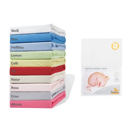 Pinolino Drap-Housse pour Lit de Bébé Jersey - Pack de 2 - Blanc