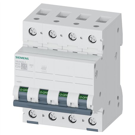 Siemens 5sl6 - Automático magnetotérmico 400v 6ka 4 polos c 20a