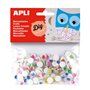 Apli 13266 - Yeux mobiles adhésifs ronds avec pupilles colorées -100 unités Multicolore ø 10 mm