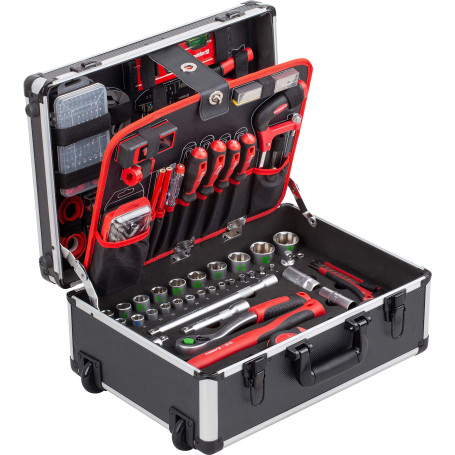 Meister 238 pièces - ensemble d'outils - avec roues - manche télescopique/mallette à outils professionnelle remplie/boîte à outi