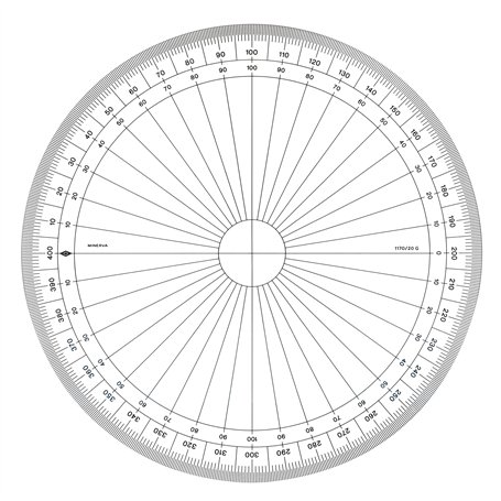 MINERVA Rapporteur Circulaire en Grades 20cm Transparent