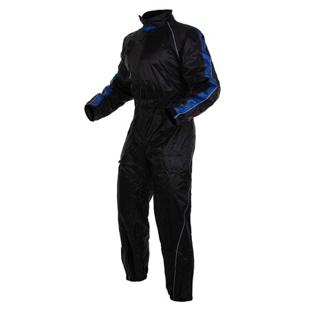 Combinaison Antipluie Nylon Etanche Motard Moto Doublure Reflechissant Bleu M
