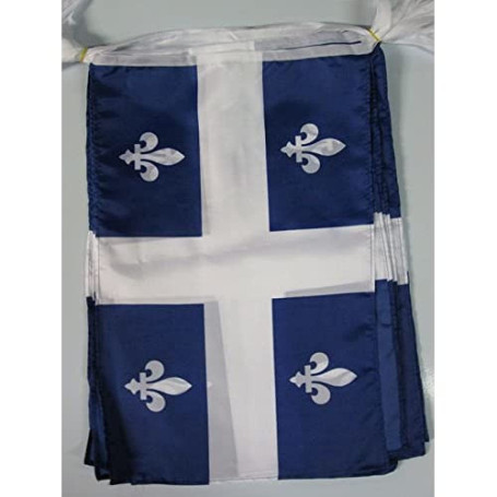 AZ FLAG - Guirlande Drapeau Québec - 12 Mètres Avec 20 Drapeaux Québécois - Canada De 45x30 cm - Fanions 100% Polyester - 200g