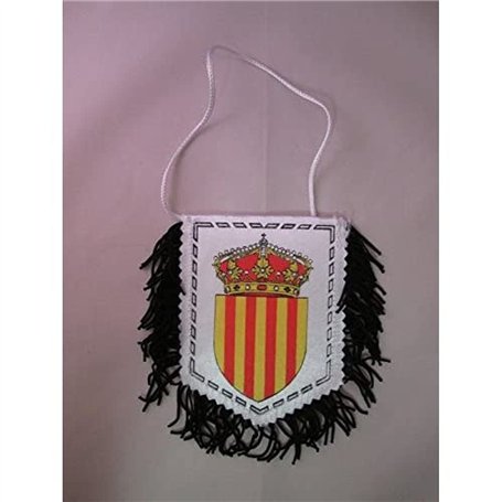 AZ FLAG - Fanion Catalogne Pour Décoration Voiture Double Face Avec Cordelettes - Mini Drapeau Catalan - 13x10 cm