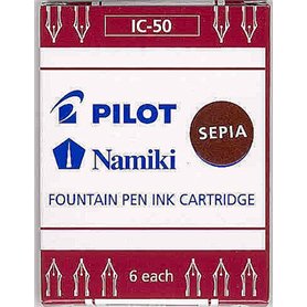 Boite 6 cartouches encre PILOT NAMIKI pour stylo CAPLESS plume IC-50 couleur SEPIA Boite 6 cartouches encre PILOT NAMIKI pour stylo CAPLESS plume IC-50 couleur SEPIA