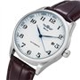 Gute Classic Winner Montre mécanique pour homme avec cadran blanc et aiguilles bleues - Bracelet en polyuréthane - Remontage aut