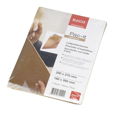 Elco Pochettes Bulle d'Air Pack de 4 Enveloppes à bulles 200 x 275 mm Brun