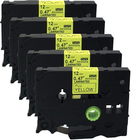 Lot de 5 cartouches de ruban adhésif plastifié compatible avec Brother P-Touch Tze Tz - 12 mm x 8 m - Par ACD.auto TZe-C31 Black