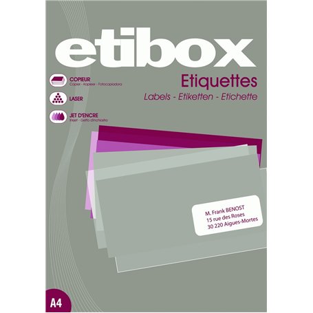 ETIBOX 119768-1000 étiquettes blanches autocollantes - 105x57 mm - Imprimantes: Laser