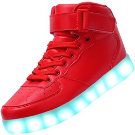 PADGENE Chaussures de Sport Montantes à LED Clignotantes Femme/Homme Rechargeables par USB (Rouge, 37 EU) PADGENE Chaussures de Sport Montantes à LED Clignotantes Femme/Homme Rechargeables par USB (Rouge