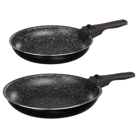 JJA 135111 Set 2 POELES 24/28CM PIIERRE + 1 Poignée Amovible