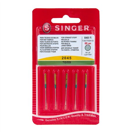Singer Domestic Sewing Machine Needles Ballpoint for Knits 2045 Size 70/09